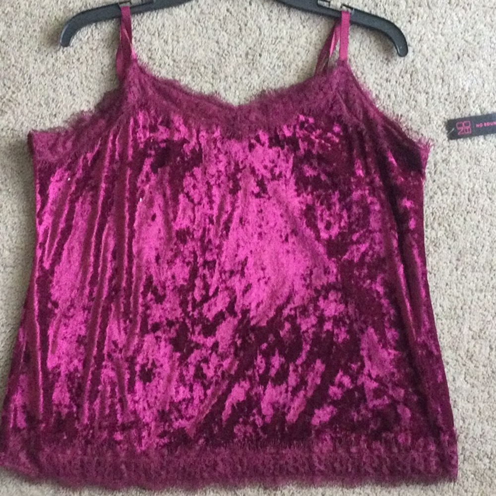 Velvet cami with Lace trim